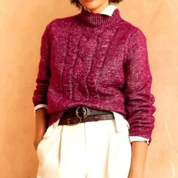 Banana Republic Cozy Cable Mock-Neck Sweater - Picture 9 of 15